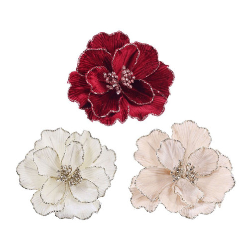 Glitter Edge Peony Clip Decoration – 3 Styles Glitter Edge Peony Clip Decoration – 3 Styles