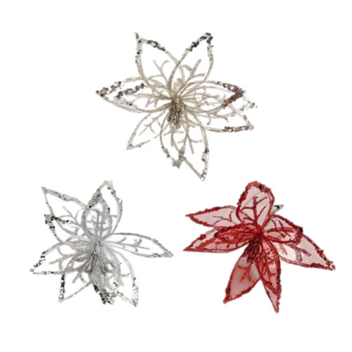 Organza Christmas Poinsettia with Glitter Edge – 3 Styles