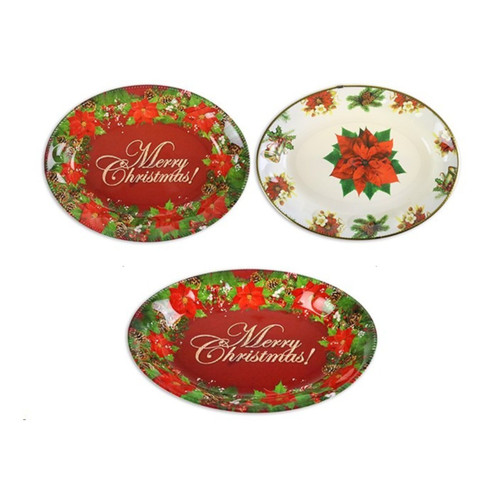 Christmas Elves Printed Oval Deep Plate