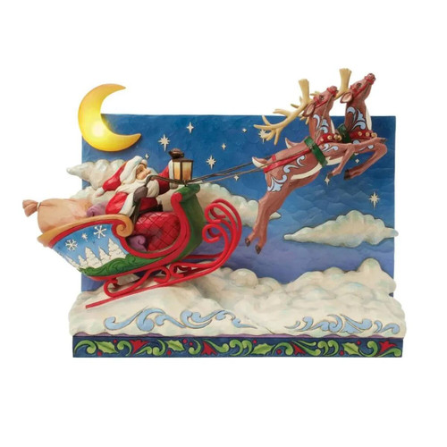 Heartwood Creek Musical LED Santa Sleigh with Reindeer - 19cm
