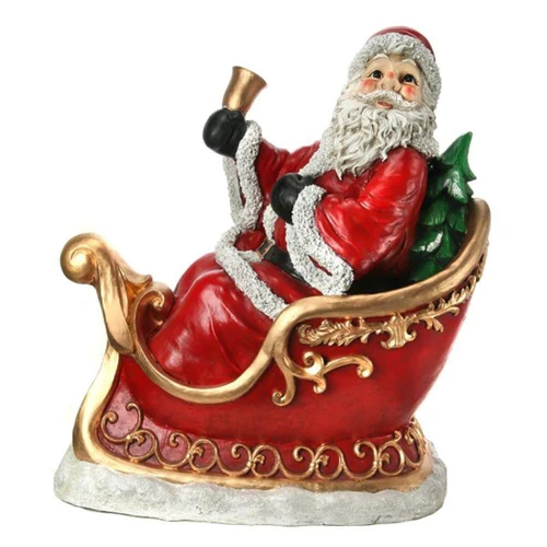 Traditional Large-Scale Santa Claus in Ornate Gold-Trimmed Sleigh
