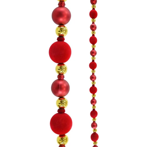 Flocked Bauble Garland Red