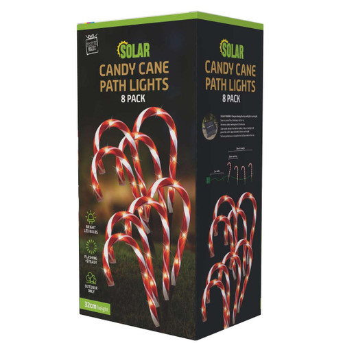Solar-Powered Candy Cane Pathway Stakes