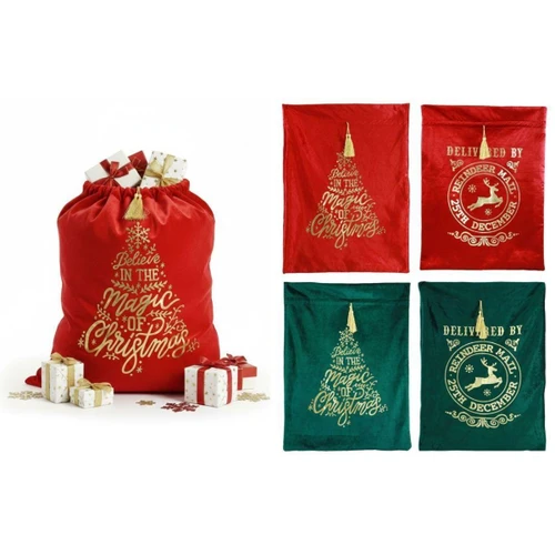 Gold Embossed Velvet Christmas Sack (4 Styles)
