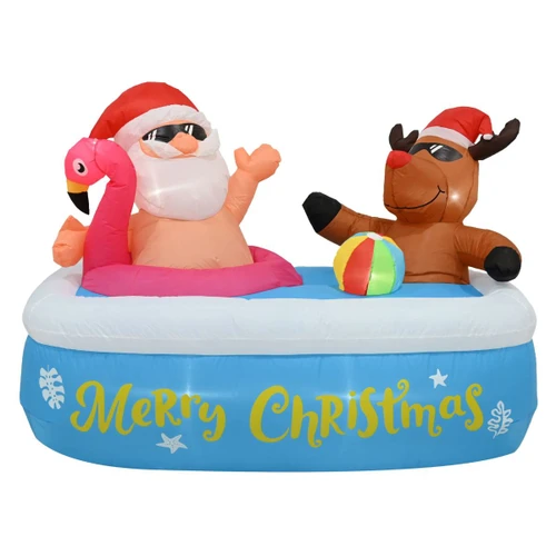 Outdoor Inflatable Santa and Reindeer Swimming Pool Motif