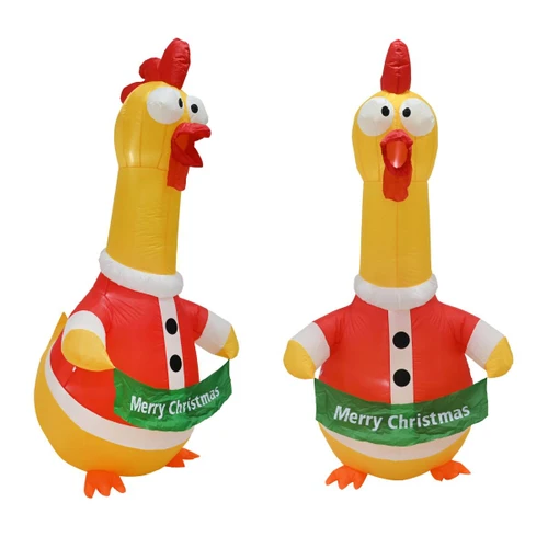 Giant Inflatable Christmas Chicken in Santa Suit!