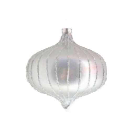 Deluxe 80mm Satin Silver Onion Drop with Silver Glitter Accents
