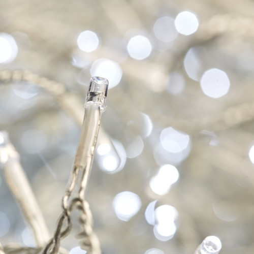 Connectable 400 LED White Icicle Lights – Clear Cable