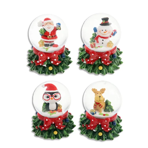 Miniature Christmas Snow Globe with Evergreen Tree Base