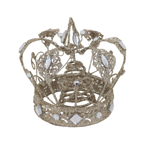 Champagne Gold Glittered Crown Metal Tree Topper