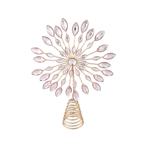 Pink Jewelled Flower Burst Tree Topper - 29cm