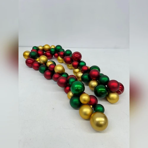Red, gold and green Christmas bauble garland, 152cm, mixed shiny and matte finish