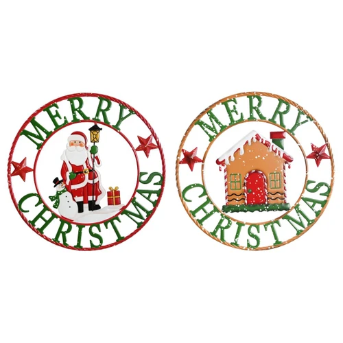 Circular Merry Christmas Metal Wall Plaque (2 Styles)