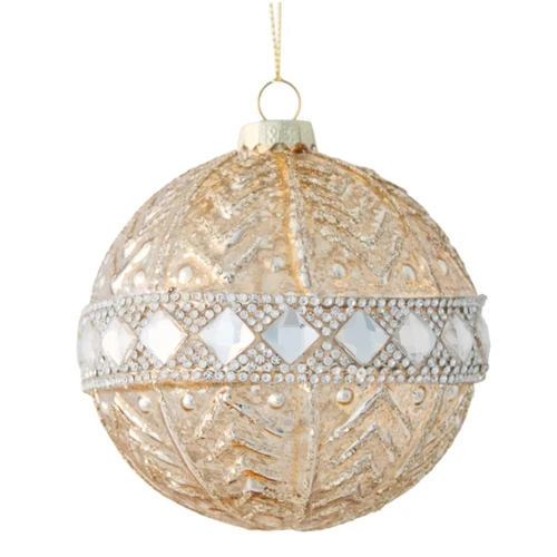 Champagne Glass Christmas Ornament with Jewelled Centre Band
