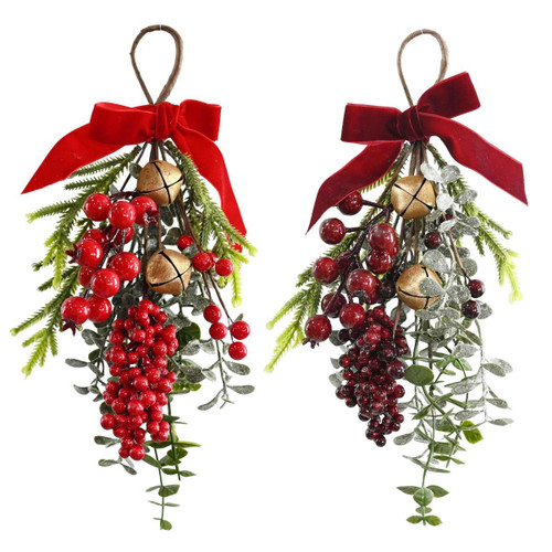 Christmas Berry & Jingle Nutbell Swag Hanger (2 Colours)