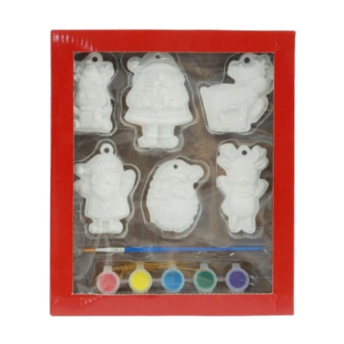 DIY Christmas Plaster Ornaments Painting Craft Kit (Pack of 6)