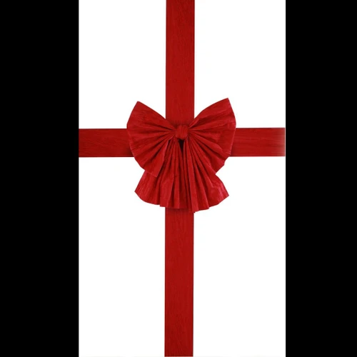 Red Flocked Velvet Front Door Bow & Sash Wrap