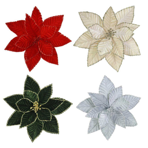 Deluxe Velvet Poinsettia Clip-On Christmas Flower - 4 Colours