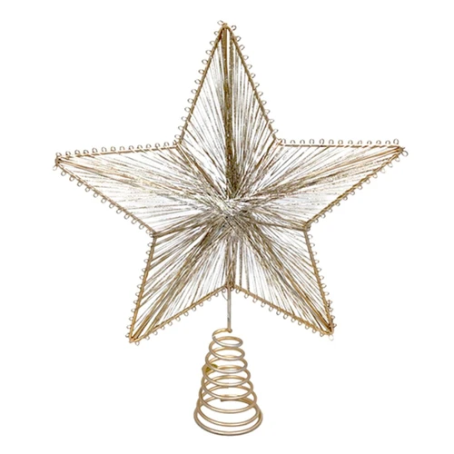 Champagne Wire Five-Point Star Christmas Tree Topper