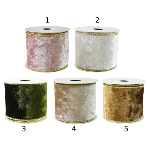 Velvet Wire Edged Ribbon Roll 60mm x 2.7m - 5 Styles