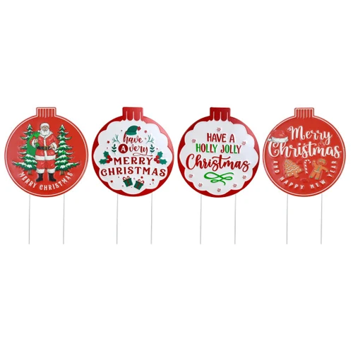 Outdoor Metal Christmas Bauble Lawn Stake - 4 Styles