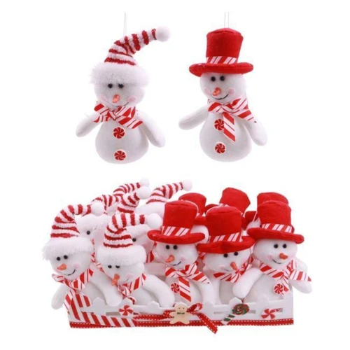 Felt Red & White Snowman Hanging Christmas Ornament - 2 Styles