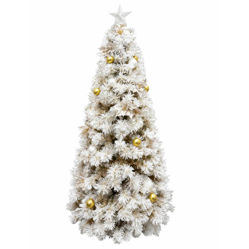 White Fibre Optic Christmas Tree with Gold Decorations & Star Topper