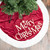 Festive Burgundy Merry Christmas Tree Skirt with White Faux