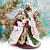 Christmas Elves Burgundy Green Standing Holy Family on Base - 35cm 