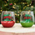 Christmas Elves Stemless Wine Glass with Glitter Base (2 Styles) - 460ml 