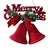 Red Flock and Pine Merry Christmas Bell Hanging Sign