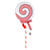 B - Red & White Peppermint Lollipop Pick with Sequinned Trim