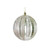Platinum Silver Ribbed Pearlised & Glitter Stripe Bauble Ornament