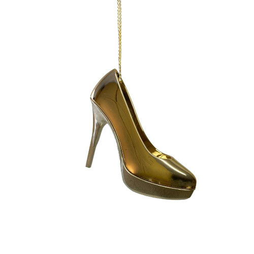 gold high heel shoes