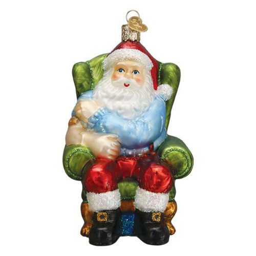 Santa Claus Covid Vaccinated Glass Ornament 12.5cm Christmas Elves