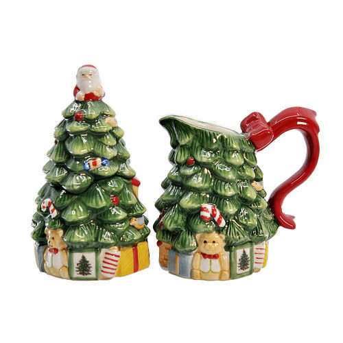 Spode 250th Anniversary Christmas Tree Figural Sugar & Creamer Set