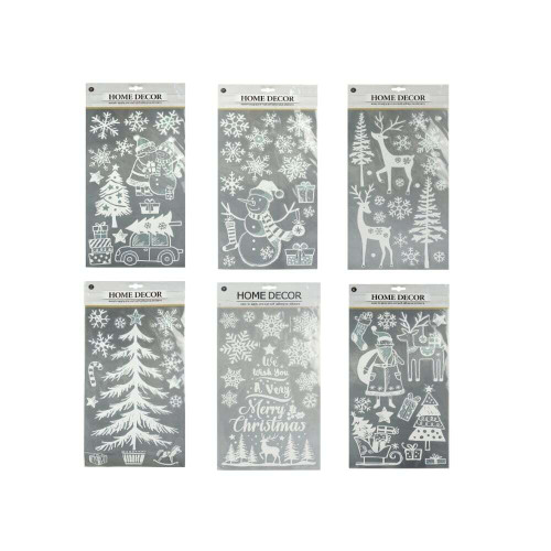 Window Cling White Sketch Style (4 Styles) - Christmas Elves