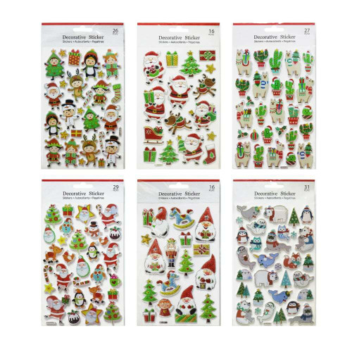 Cute Emboss Character Stickers (6 Styles) - Christmas Elves