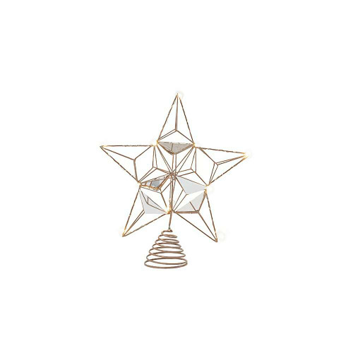 Champagne Metal LED Star Tree Topper - 25cm - Christmas Elves