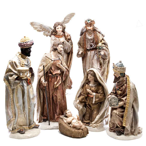 Roman Bronze and Gold Nativity (Set of 7) 30cm Christmas Elves