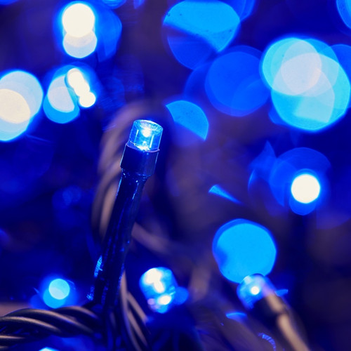 100 Blue LED Connectable Fairy Lights - Green Wire - Christmas Elves