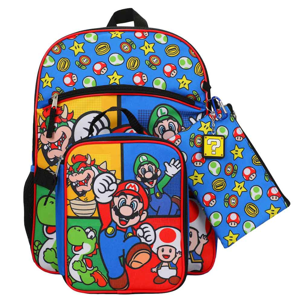 SUPER MARIO 5 PC BACKPACK SET (#486084683351) - LEVEL UP VIDEO GAMES