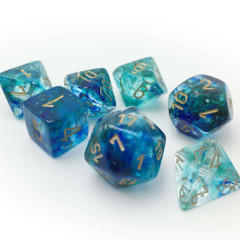 NEBULA POLYHEDRAL OCEANIC/GOLD LUMINARY 7 DICE SET (#601982032425)