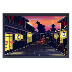GODZILLA KIMONO 11X17 GEL COATED FRAMED PRINT