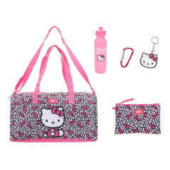 HELLO KITTY BOWS ALL OVER DUFFEL BAG 5 PIECE SET (#198996379535)