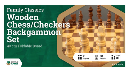 3-IN-1 CHESS / CHECKERS / BACKGAMMON WOODEN FOLDING SET (#742033921975)