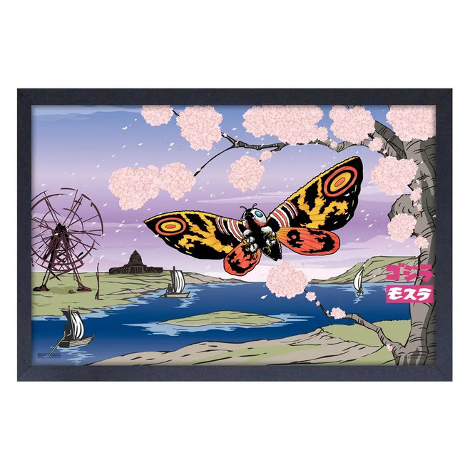 GODZILLA MOTHRA BLOSSOMS 11X17 GEL COATED FRAMED POSTER (#638211217551)