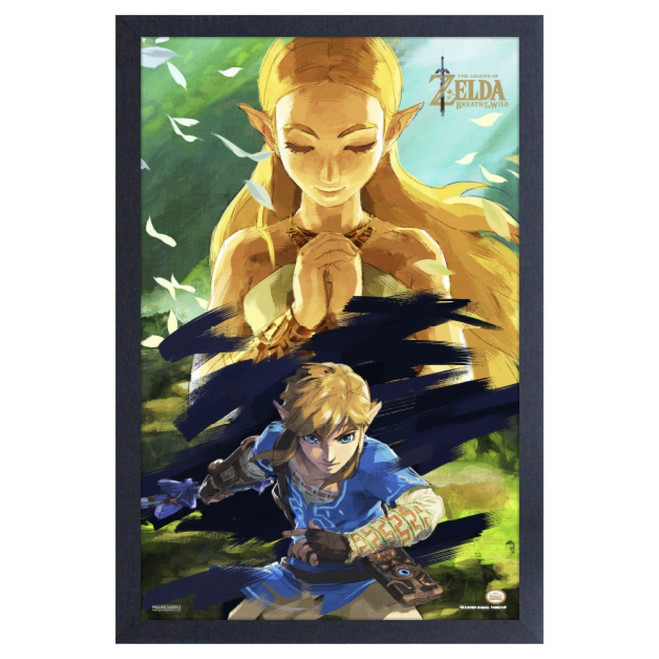 ZELDA & LINK BREATH OF THE WILD 11X17 GEL COATED FRAMED PRINT (#458524706722)