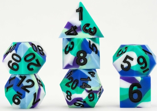 GAYMERS PRIDE GAY MEN FLAG 16MM SHARP EDGE SILICONE 7 DICE SET (#687700234388)