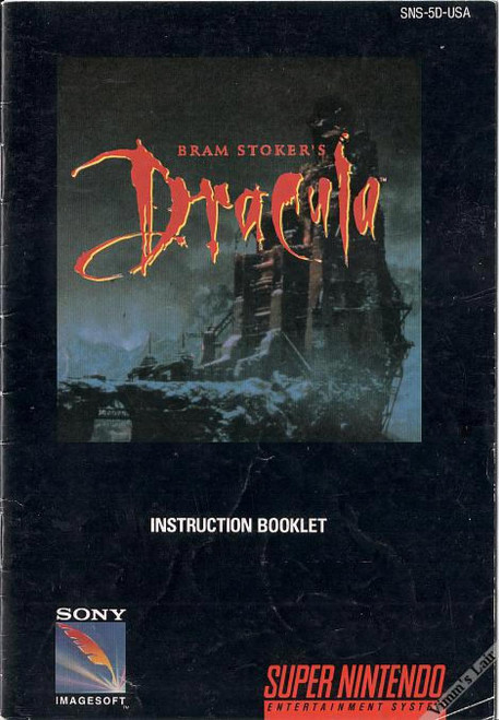 *USED* SNES BRAM STOKER'S DRACULA (MANUAL ONLY)